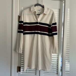 Abercrombie & Fitch Rugby Polo Mini Shirt Dress Cream Navy Maroon Collared Small